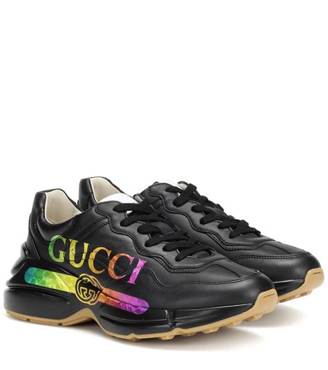 gucci mens shoes leather trainers sneakers moora black|farfetch Gucci shoes.